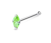 Pear Shaped Stone Silver Bone Nose Stud NSKD-160